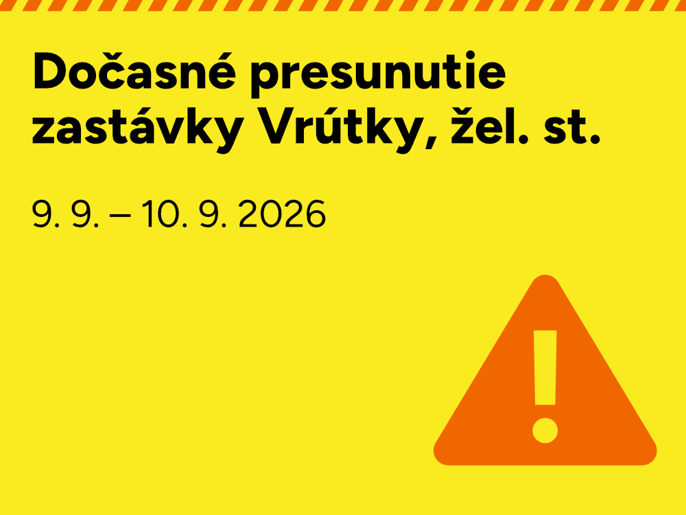 Dočasné presunutie zastávky Vrútky, žel. stanica